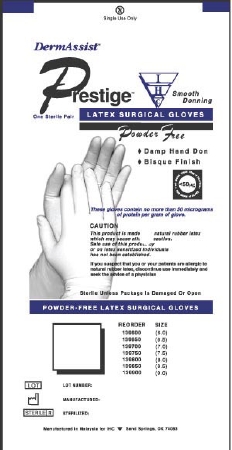 Gloves Surgical Latex P-F DermAssist® Prestige® DHD Size 5.5 Sterile Pair Latex Extended Cuff Length Smooth Ivory Not Chemo Approved  (50PR/BX 4BX/CS) by Innovative Healthcare Corp., Inc.  ID 139550